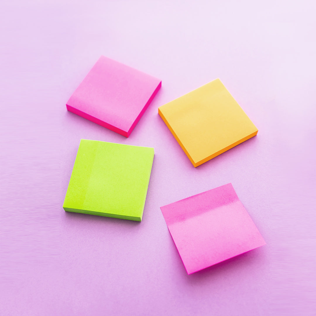 Square Sticky Notes / Neon Post It Notes / Memo Pads of 100 Pages Each  76x76mm / Great for Studying, Reminders & to Do Lists 