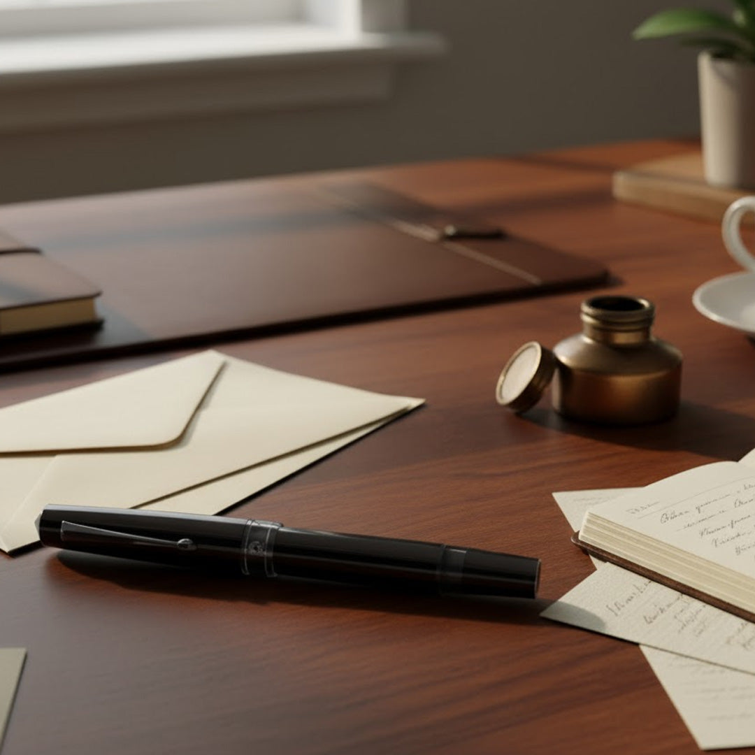 Arista One Classic Shinny Black-titanium Trims Fountain Ink Pen