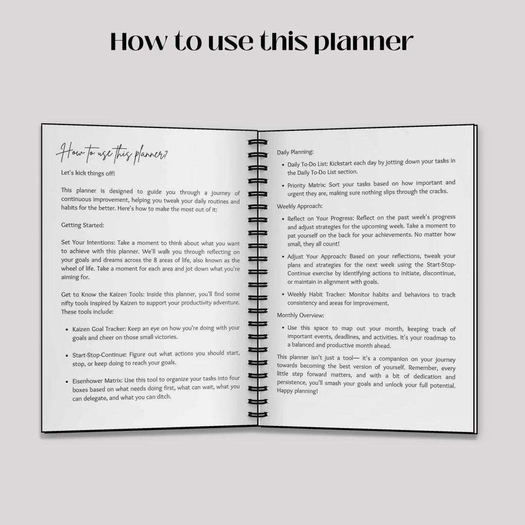 Simply Scribble Productivity Undated Daily Planner Inspired by Kaizen