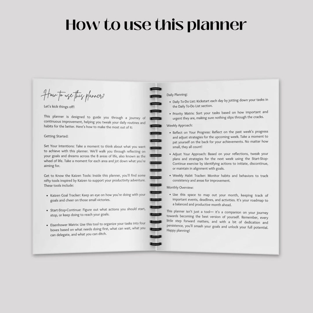 Simply Scribble Productivity Undated Daily Planner Inspired by Kaizen
