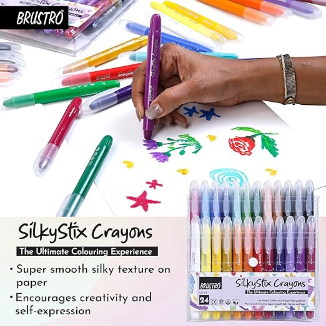 Brustro SilkyStix Crayons - Set of 24 Crayon Set