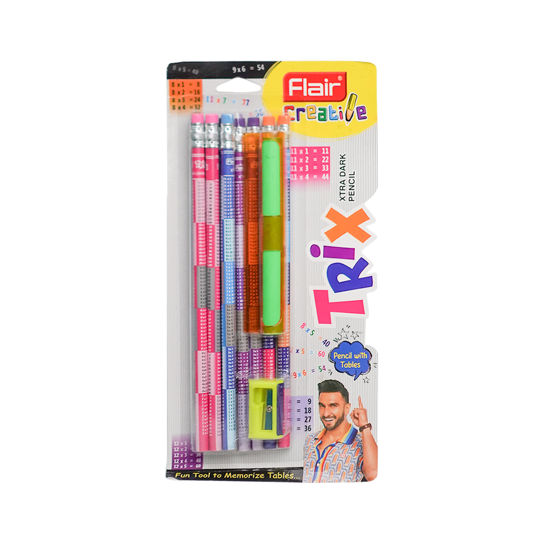 Flair Creative Trix Xtra Dark 10 Pencil Set With 1 Sharpner, 1 Eraser