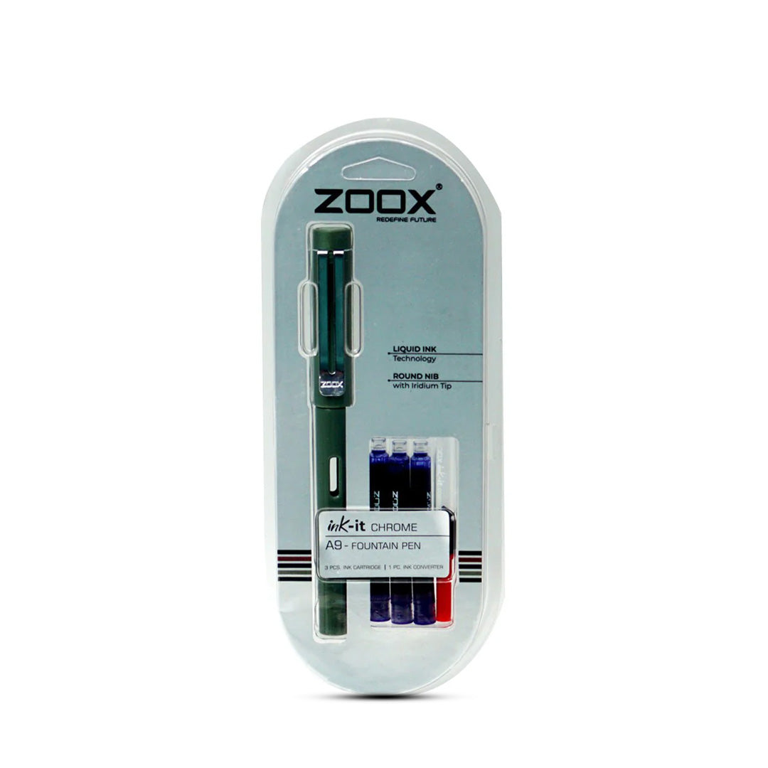 Zoox A9-Fountain pen with 3 pcs Ink Cartridge, 1 pc Ink Converter
