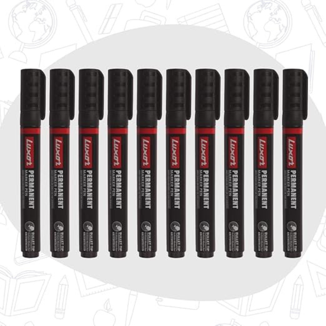Luxor Refillable Permanent Bold Marker - Black - Box of 10-Pack of 2