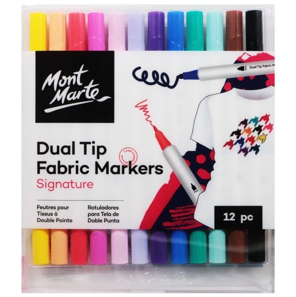 Mont Marte Dual Tip Fabric Markers Signature - 24pc&12pc