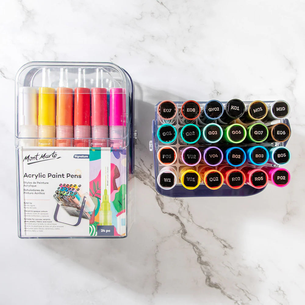 Mont Marte Acrylic Paint Pens in Case Broad Tip Signature