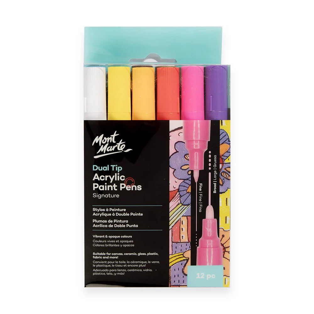 Mont Marte Dual Tip Acrylic Paint Pens Signature - 12pc