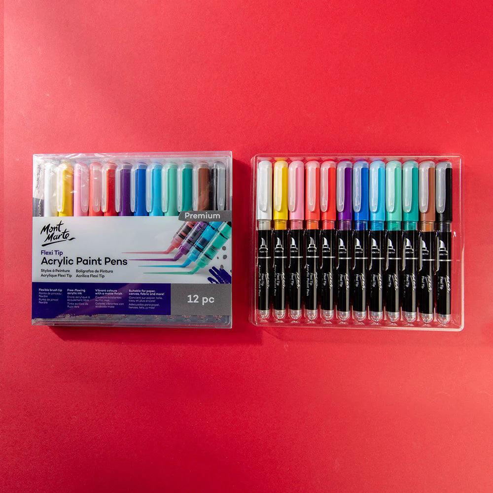 Mont Marte Flexi Tip Acrylic Paint Pens Premium - 12pc