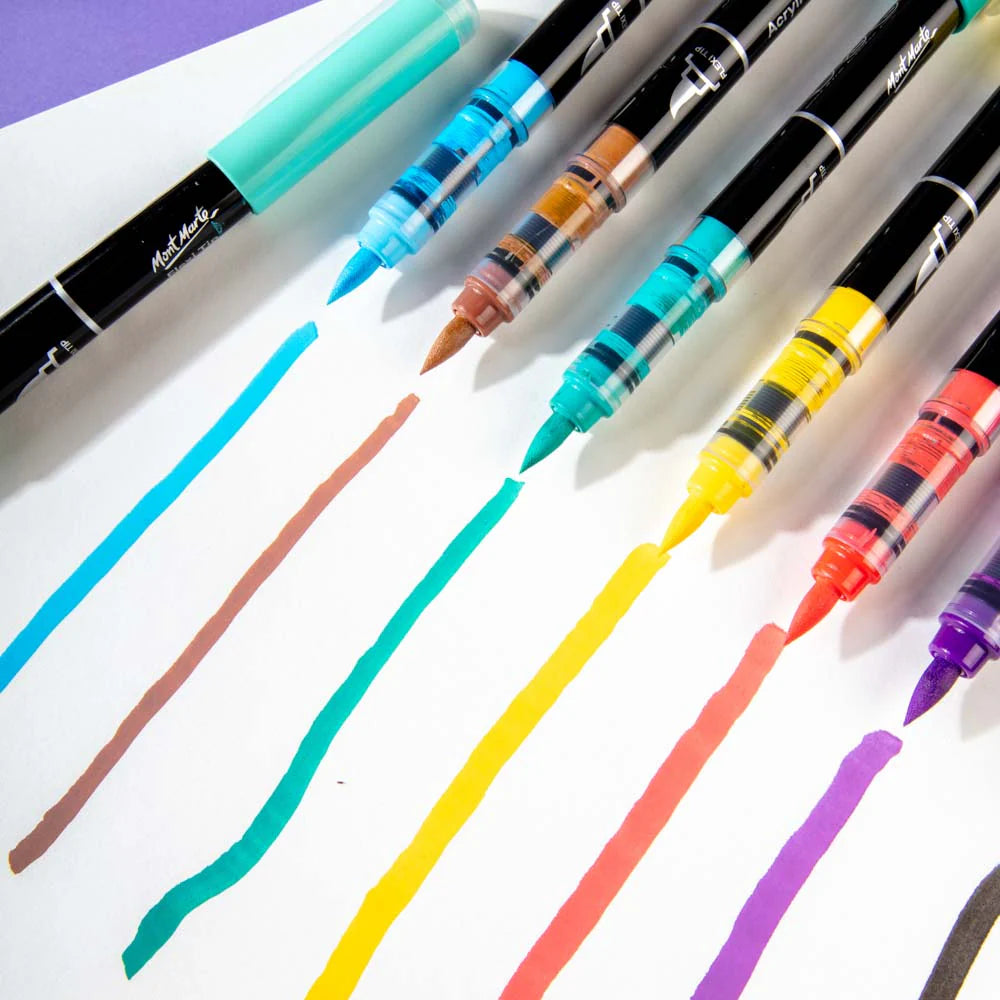 Mont Marte Flexi Tip Acrylic Paint Pens Premium - 12pc