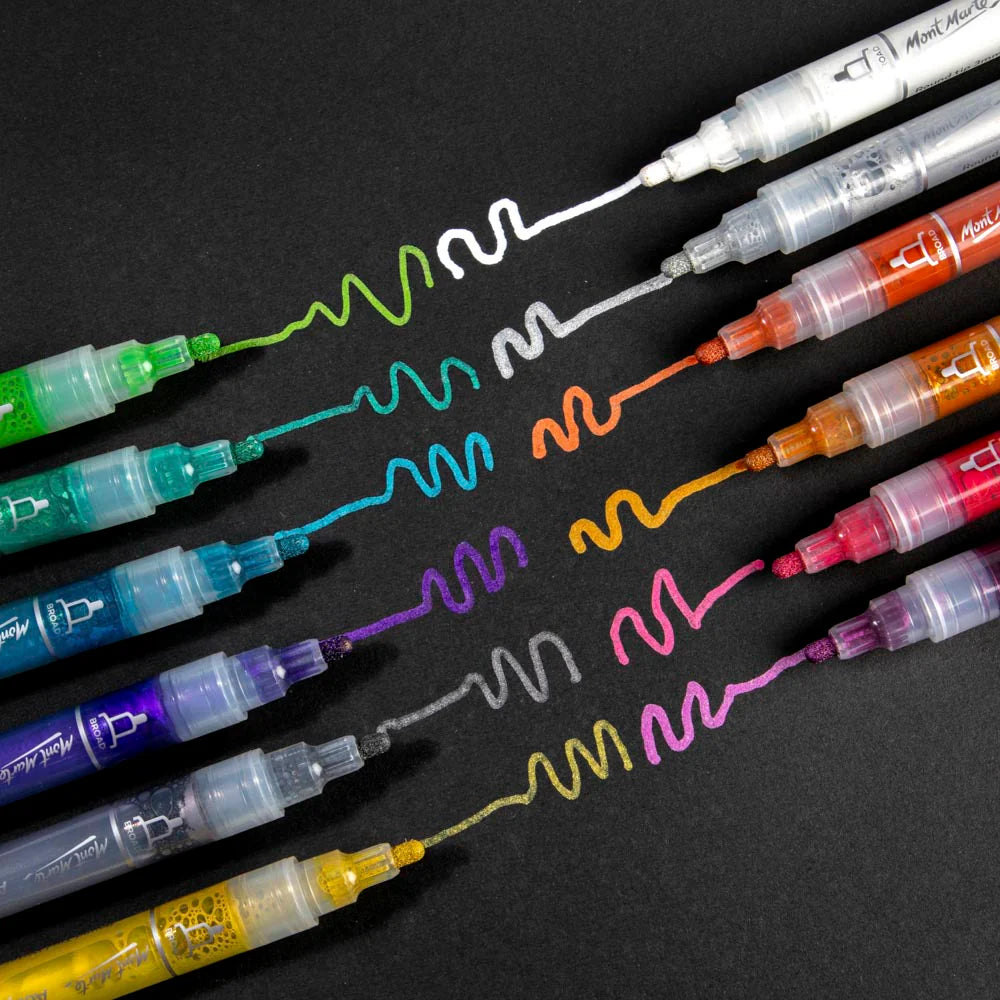 Mont Marte Metallic Acrylic Paint Pens Broad Tip Signature -12pc