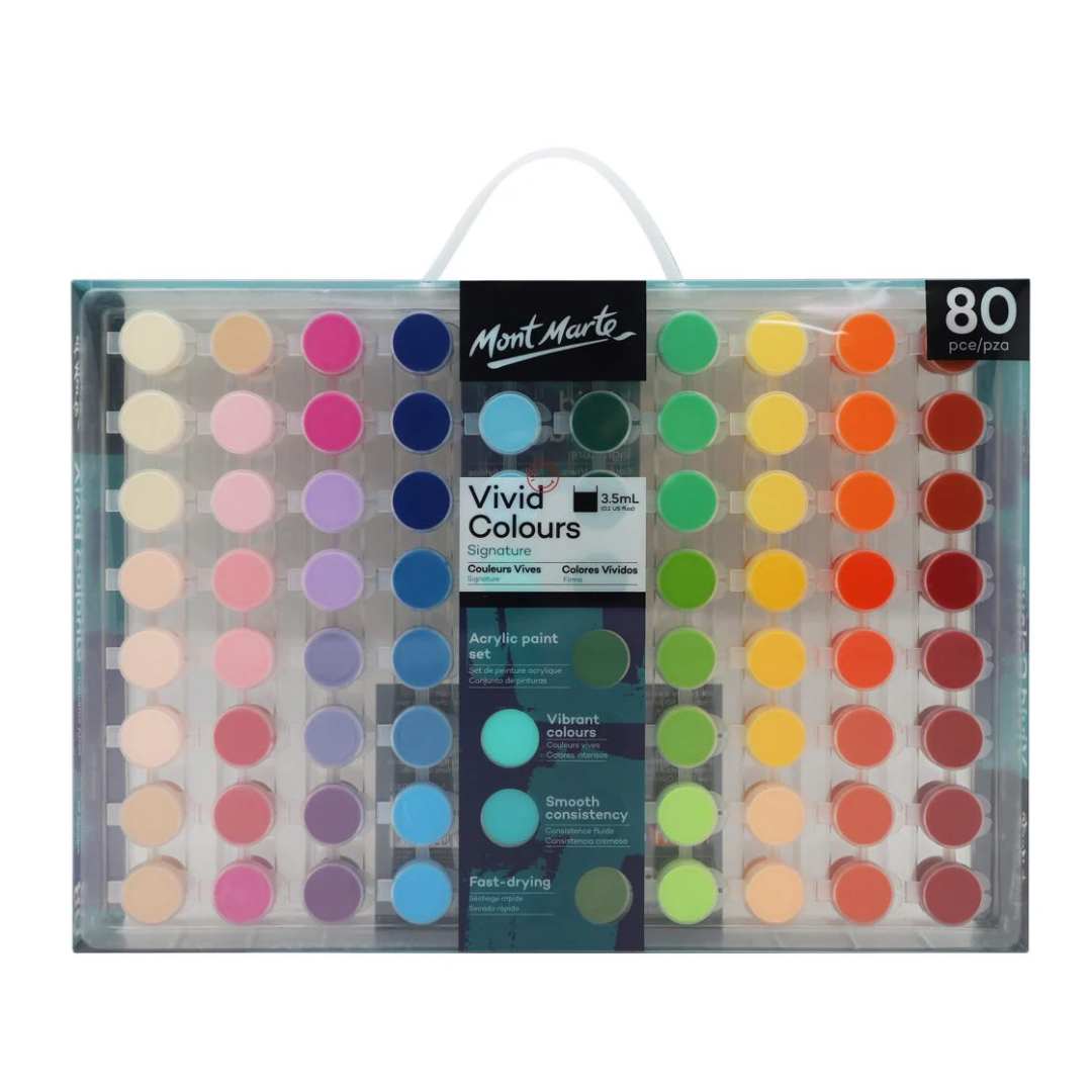 Mont Marte Vivid Colours Acrylic Paint Set Signature 80pc x 3.5ml