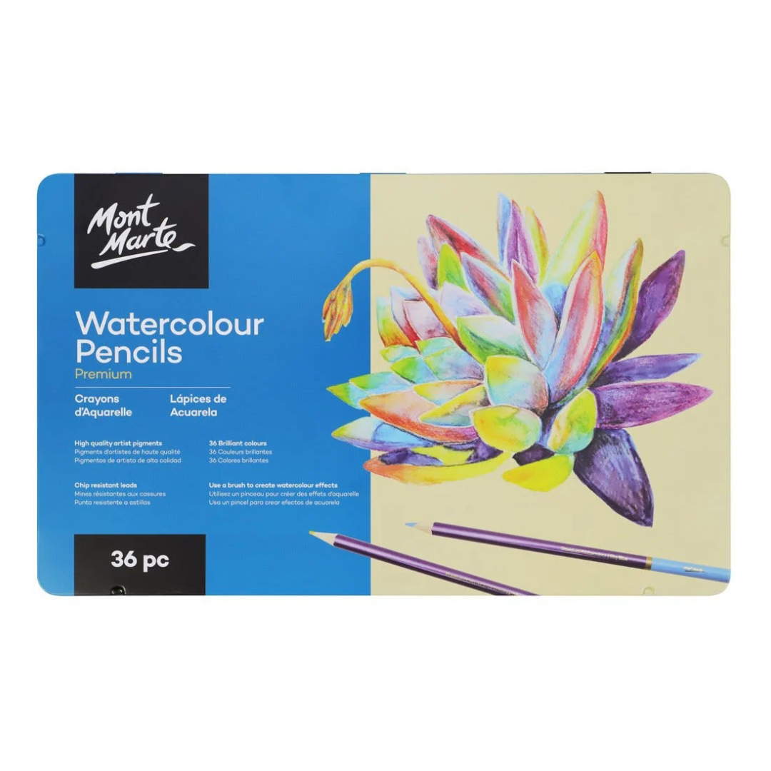 Mont Marte Watercolour Pencils in Tin Premium 36pc