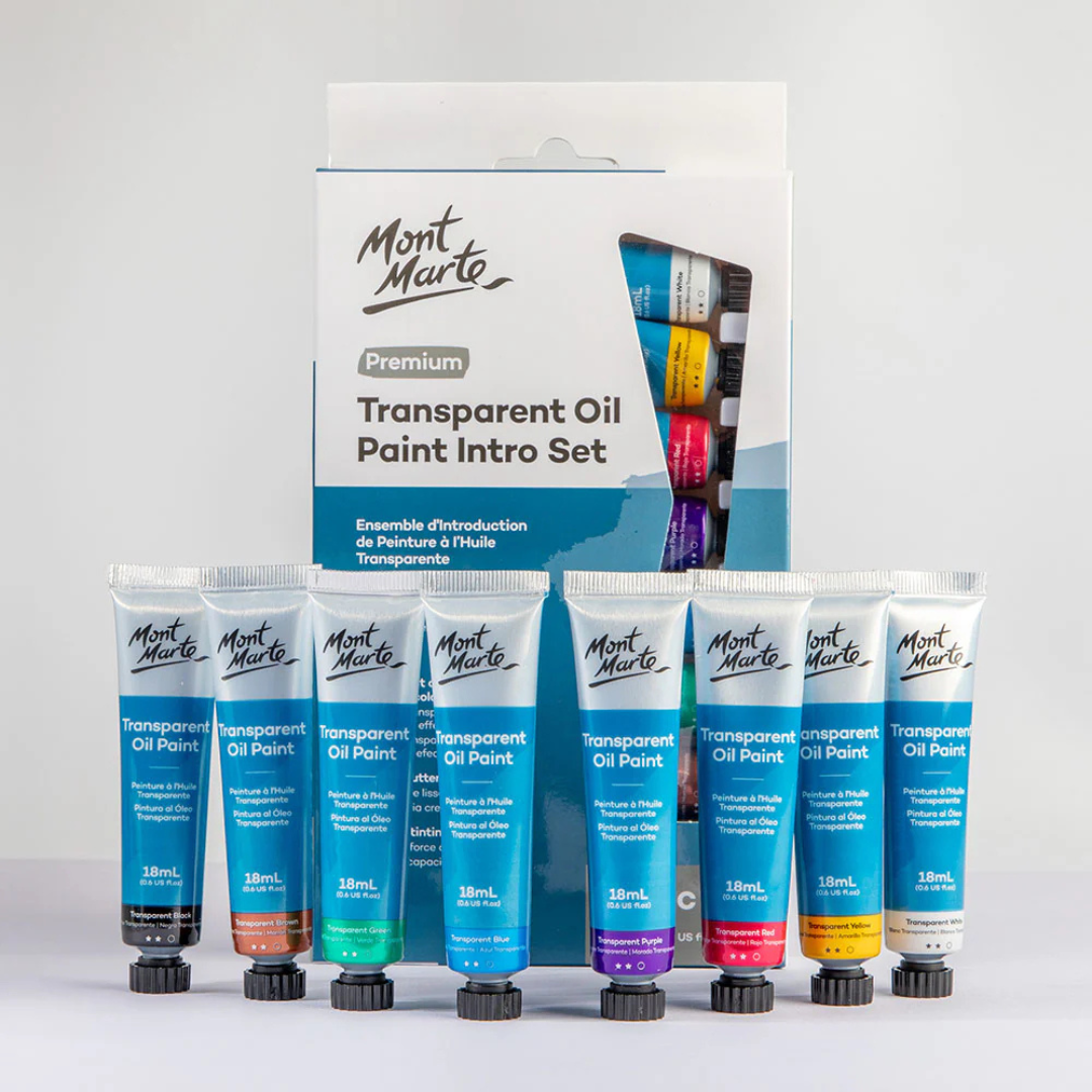 Mont Marte Transparent Oil Paint Intro Set Premium 8pc x 18ml