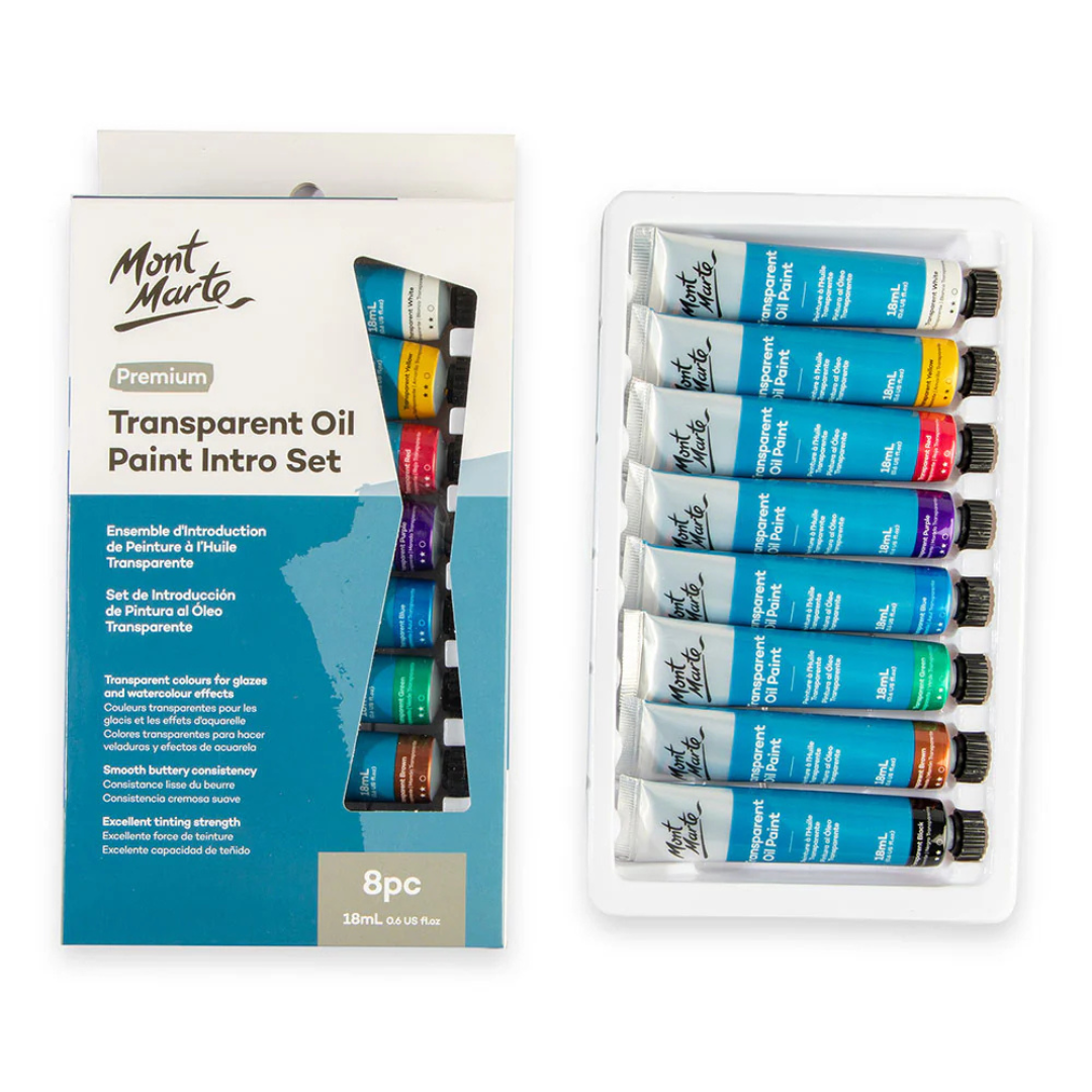 Mont Marte Transparent Oil Paint Intro Set Premium 8pc x 18ml