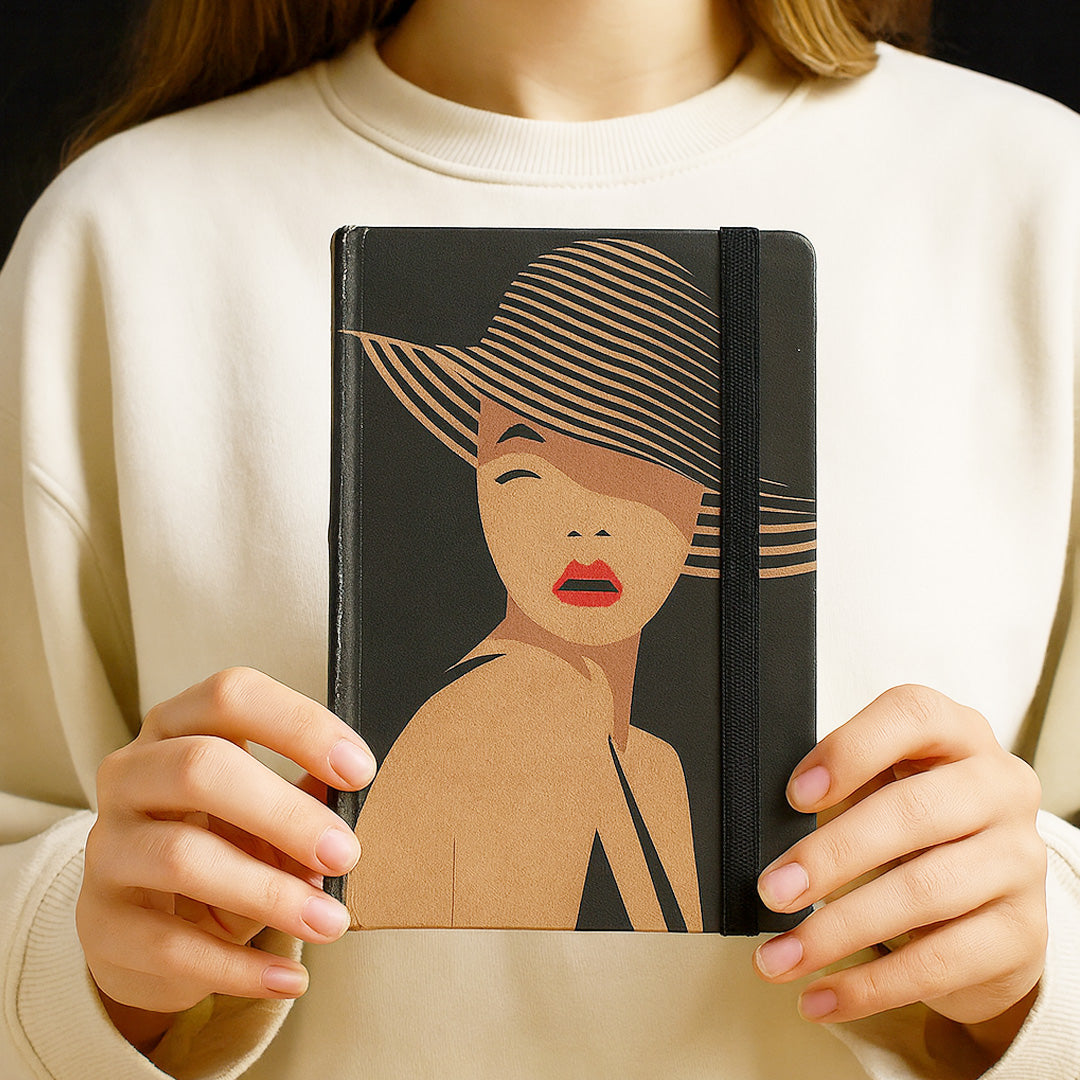Mooch Hat Woman A6 Plain Notebook