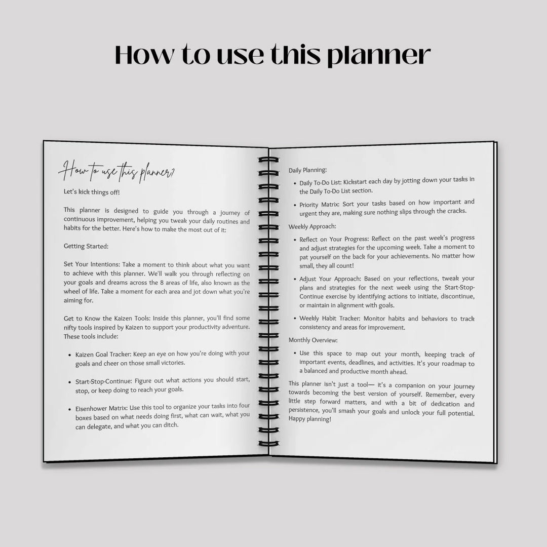Simply Scribble Productivity Undated Daily Planner Inspired by Kaizen