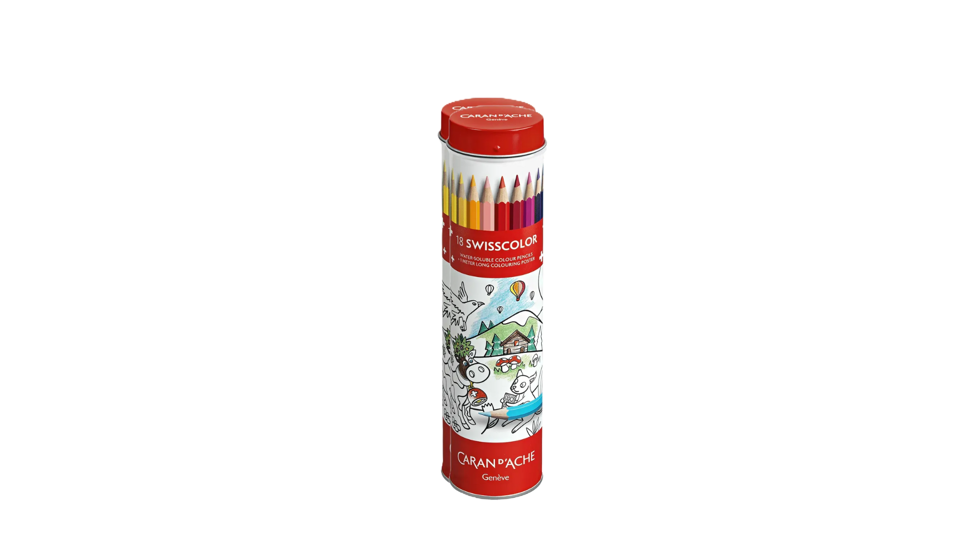 Caran D'Ache Swisscolor Tube 18 Water Pencils Poster