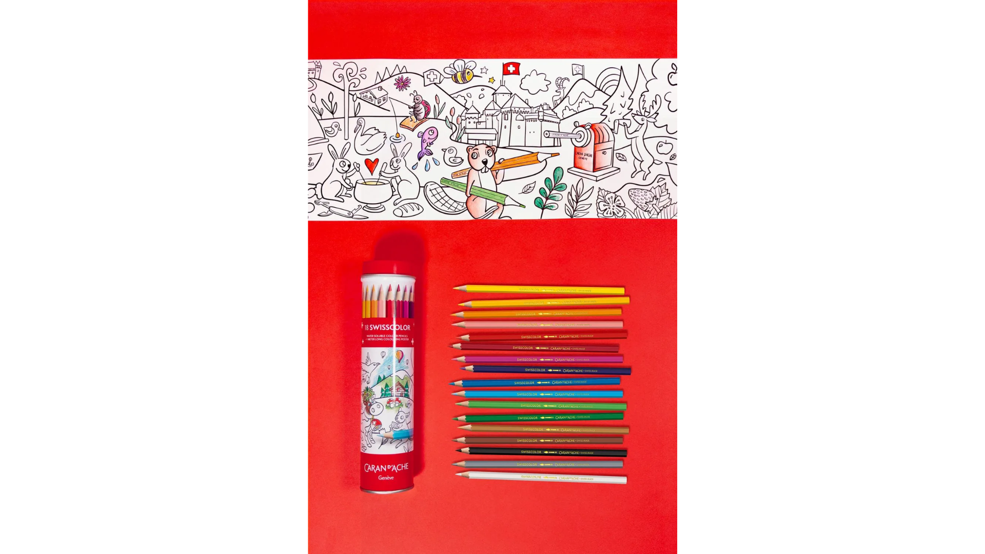 Caran D'Ache Swisscolor Tube 18 Water Pencils Poster