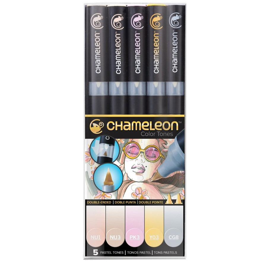 Chameleon Dual Tip Brush Pen Set- Pack of 5 - SCOOBOO - CT0501 - Brush Pens