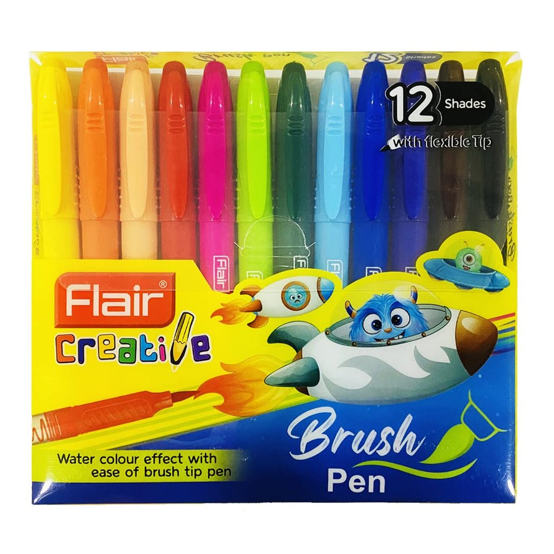 Flair Creative Brush Pen With Flexible Tip- Pack of 12