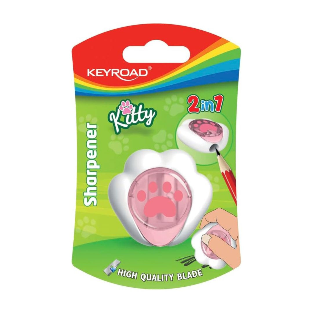 KEYROAD Kitty Cat Pencil Sharpener With Container - 1 Piece Plastic & Steel Blade Sharpener For Kids - View #12