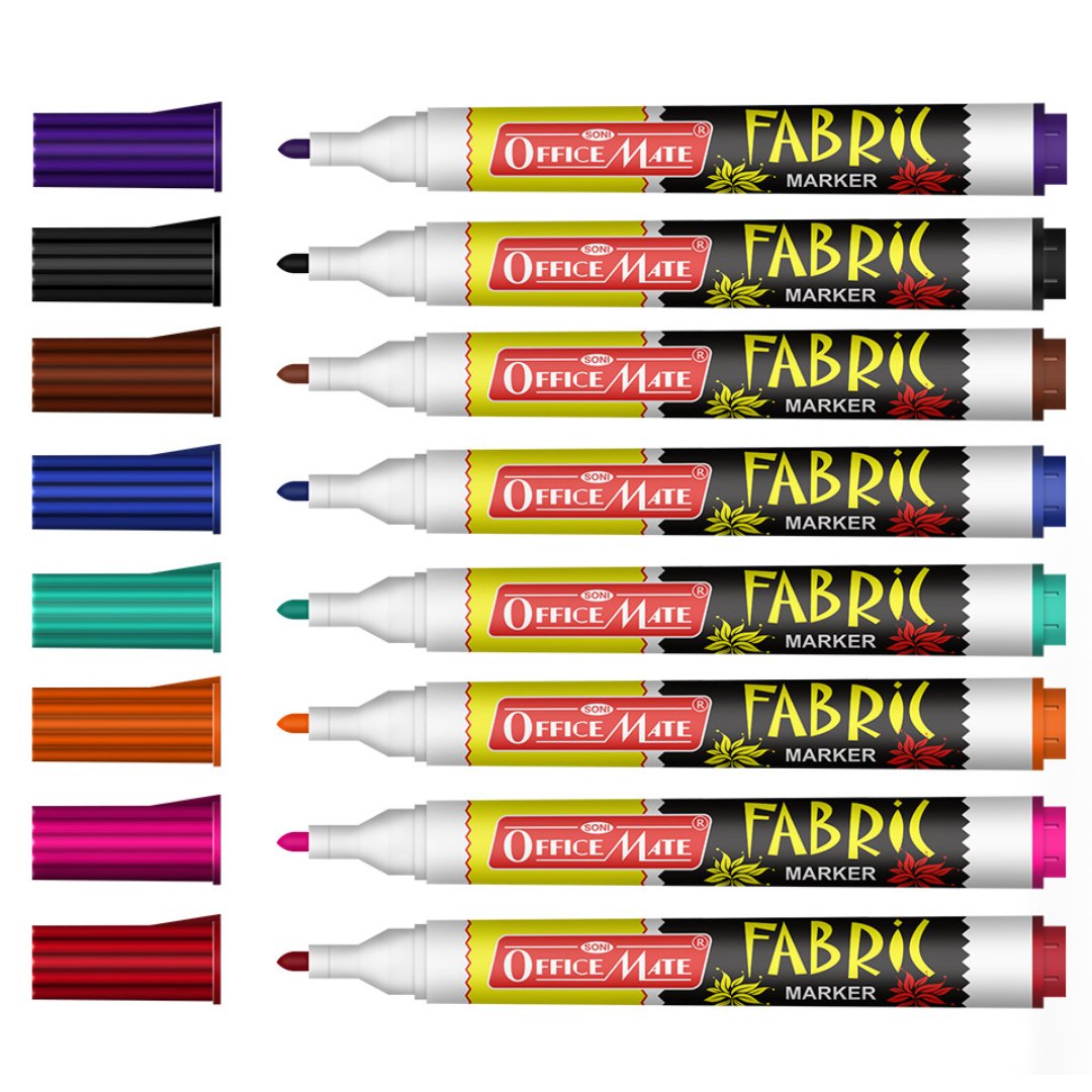 Soni Officemate Fabric Markers in PP Box (Pack of 5) - SCOOBOO - Fabric-754-10 - Fabric Markers