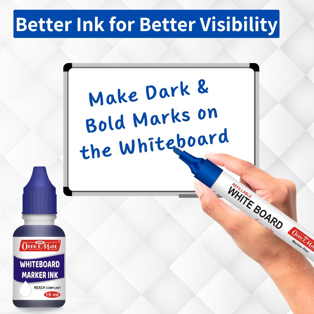 Soni Officemate Whiteboard Marker Ink (MIX, 15ml, Pack of