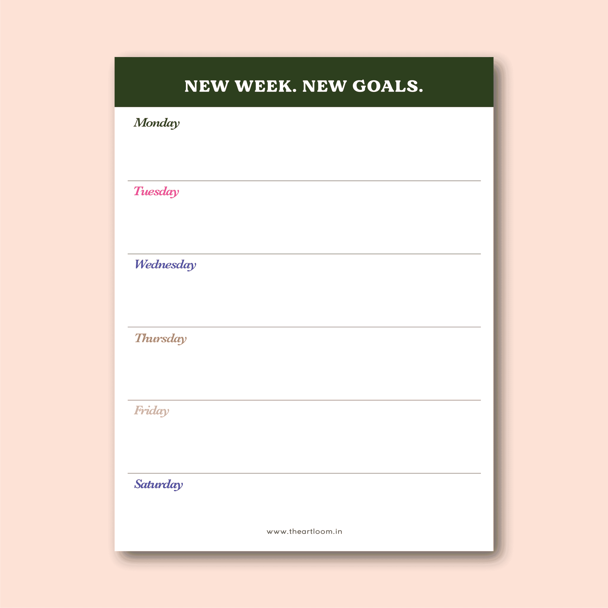 The Art Loom New Week New Goals A5 Weekly Planner