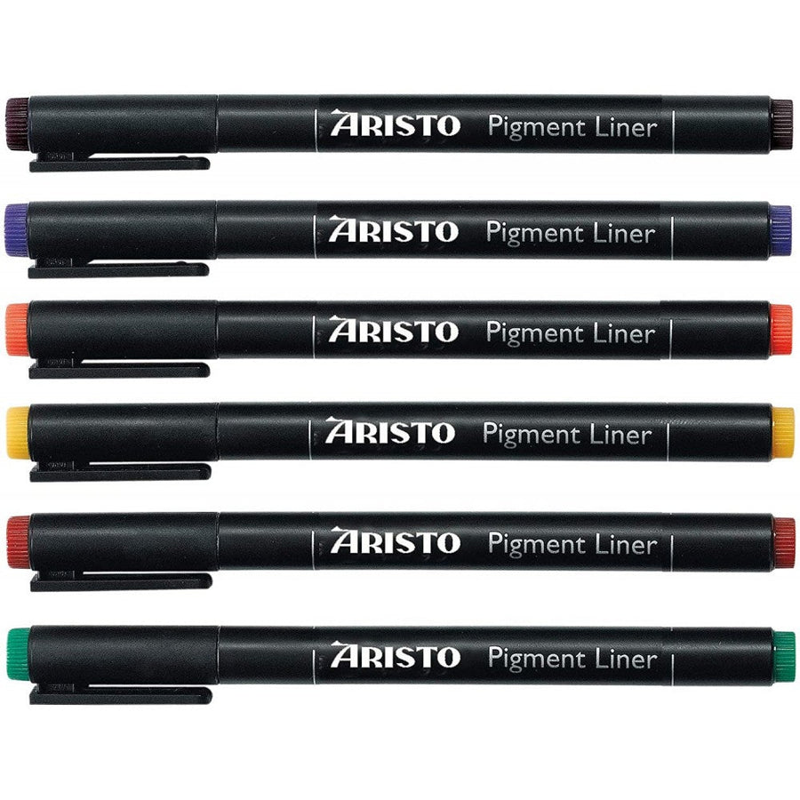 Aristo Pigment Liner | 0.05, 0.1, 0.2, 0.3, 0.5, 0.8mm | Set of 6 pens - SCOOBOO - Aristo-set of 6 assorted-TGM - Fineliner