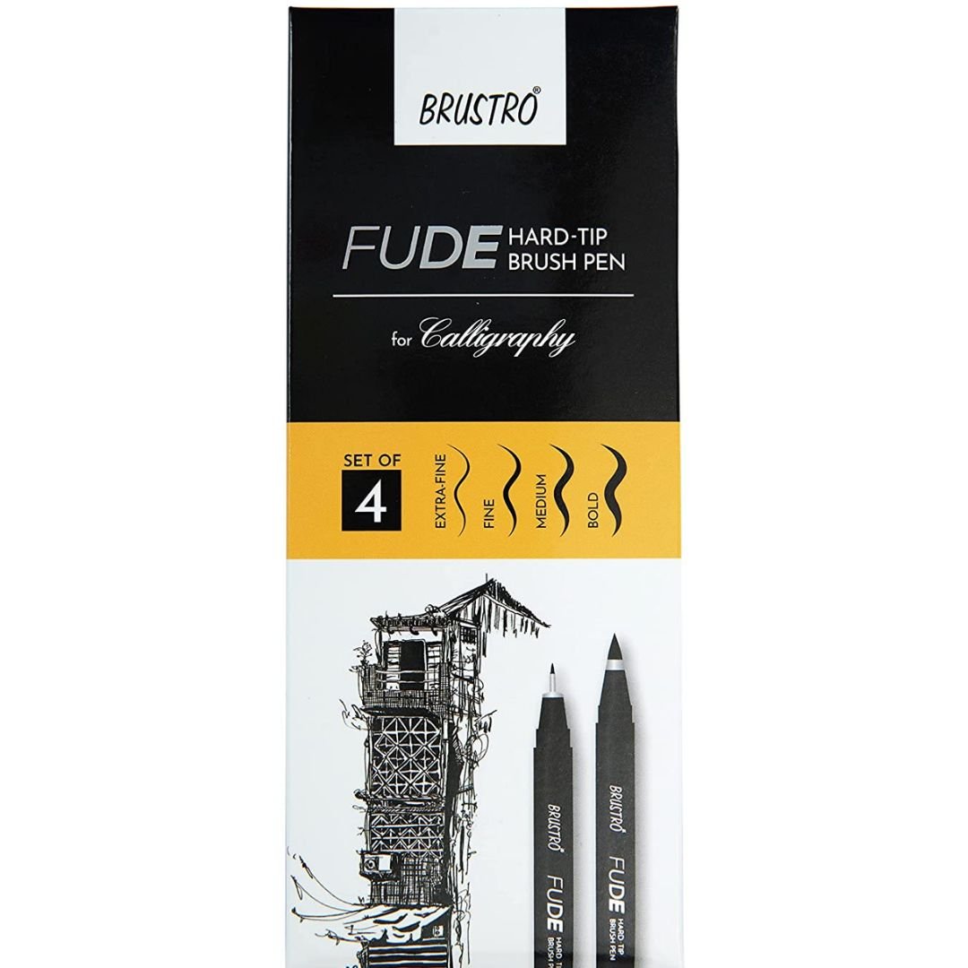 Brustro Fude Hard Tip Brush Pen (Set Of 4)