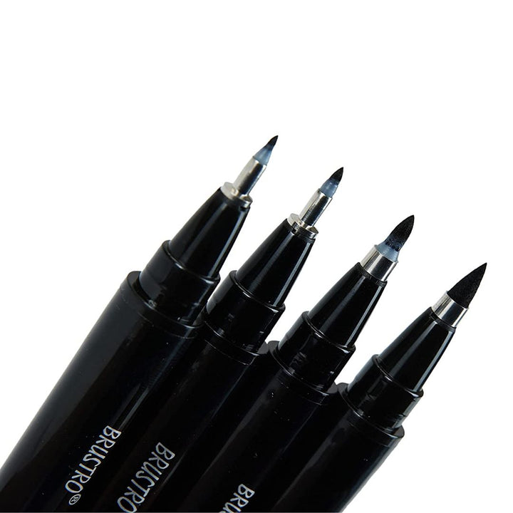 Brustro Fude Hard Tip Brush Pen (Set Of 4) - SCOOBOO - BRFHBP4 - Brush Pens