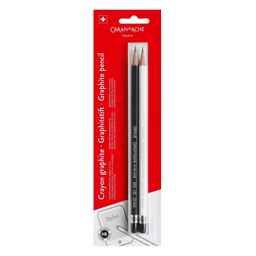 Caran d'ache Genius Graphite Pencil HB With Stylus Tip- 2pcs Blister Pack - SCOOBOO - 353.372 - Pencils