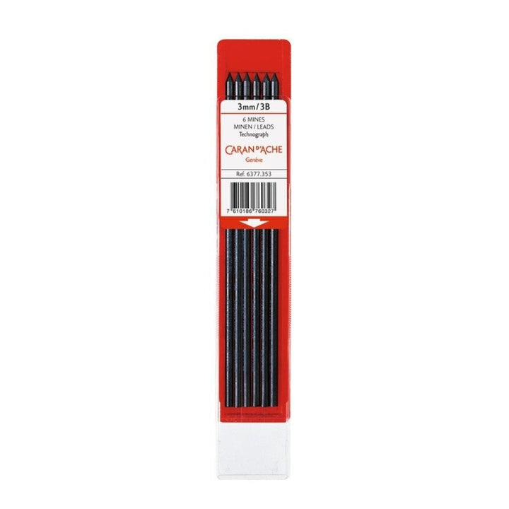 Caran d'ache Technograph Graphite 3 mm HB Leads (Pack of 6) - SCOOBOO - 6377.353 - Pencil Lead & Refills