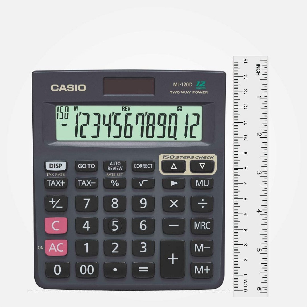 Casio Check and Correct Desktop Calculator with Tax Keys - SCOOBOO - MJ-120D - Digital Calculators