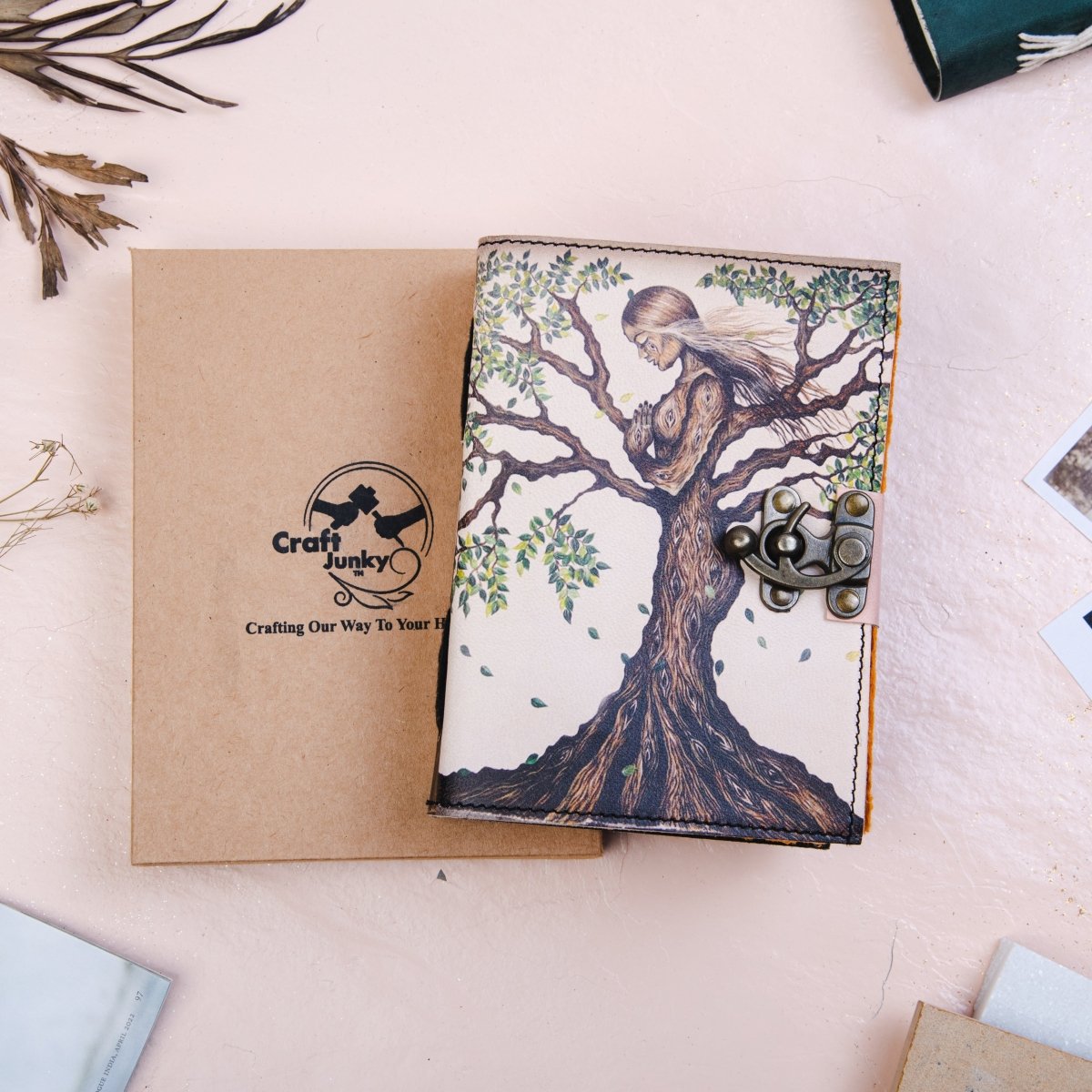 Craft Junky Vintage Leather-Bound Diary Journal with Mother of Earth Print - SCOOBOO - Journals