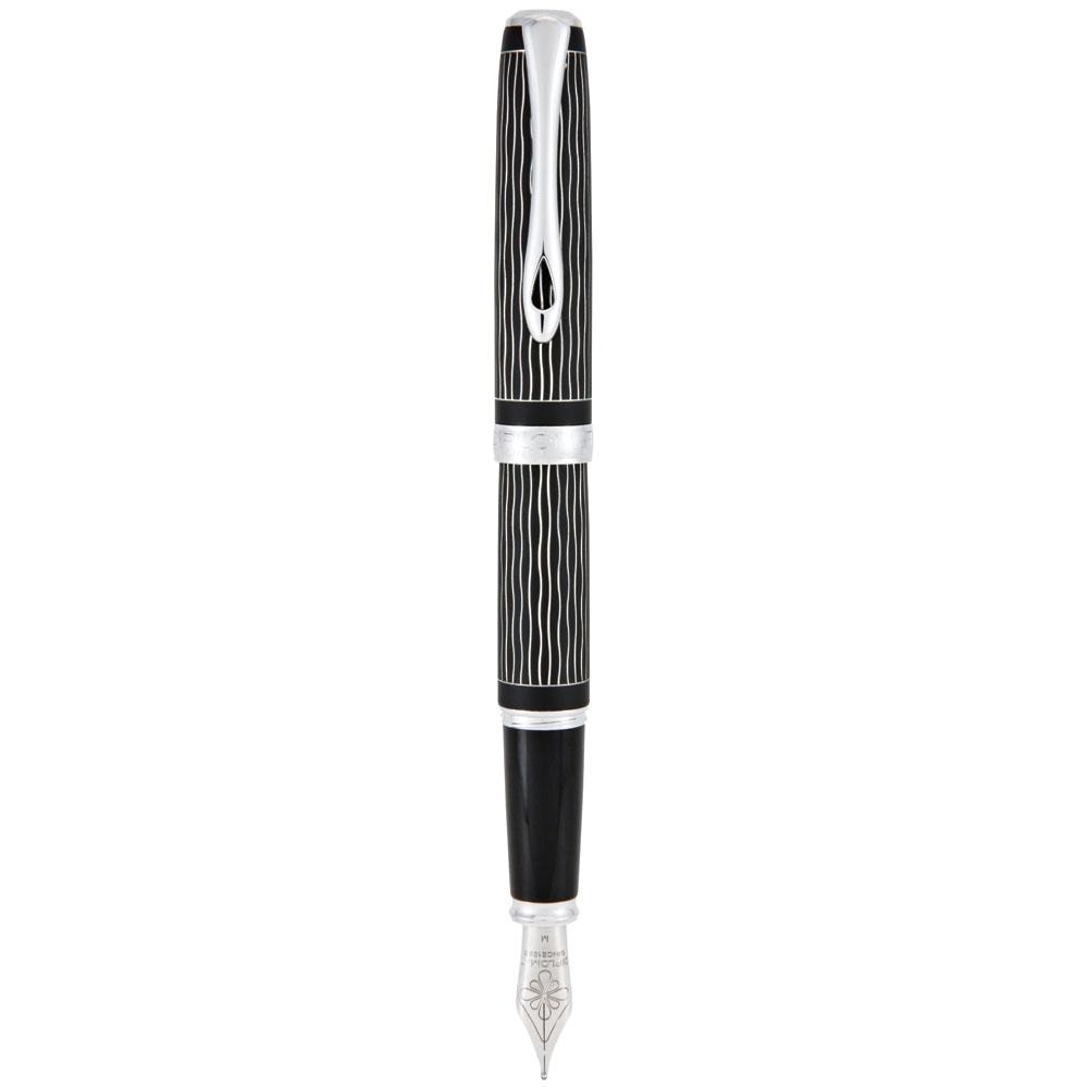 Diplomat Excellence A Plus Wave Guilloche Lapis Black Fountain Pen - SCOOBOO - DP_D40104028_EXC_A_WV_GUI_LPBLK_FPB - Fountain Pen