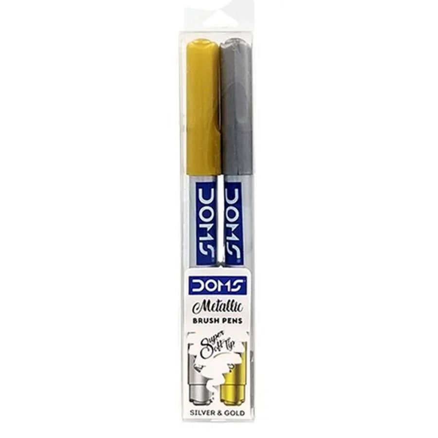 Doms Metallic Brush Pen Set of 2 - SCOOBOO - 8437 - Brush Pens