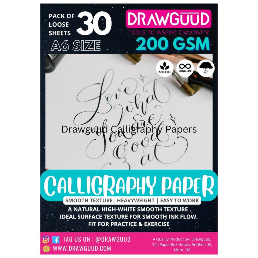 Drawguud Calligraphy Papers - SCOOBOO - 228-DW-180-CALLI-A6 - Loose Sheets