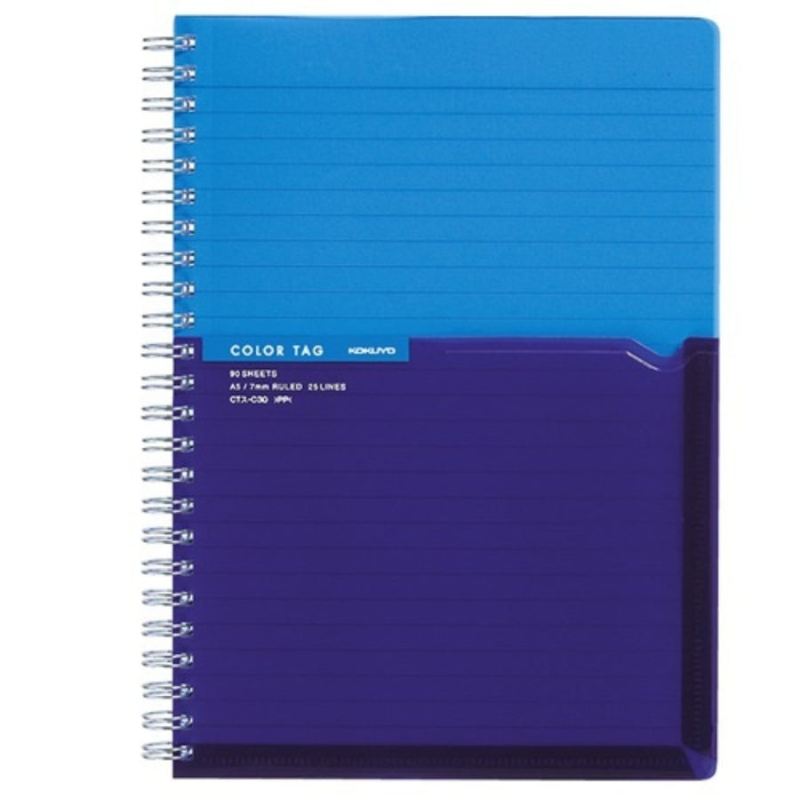 Kokuyo Twin Ring Notebook Color Tag Bicolor A5 - SCOOBOO - CT-C30B - Ruled