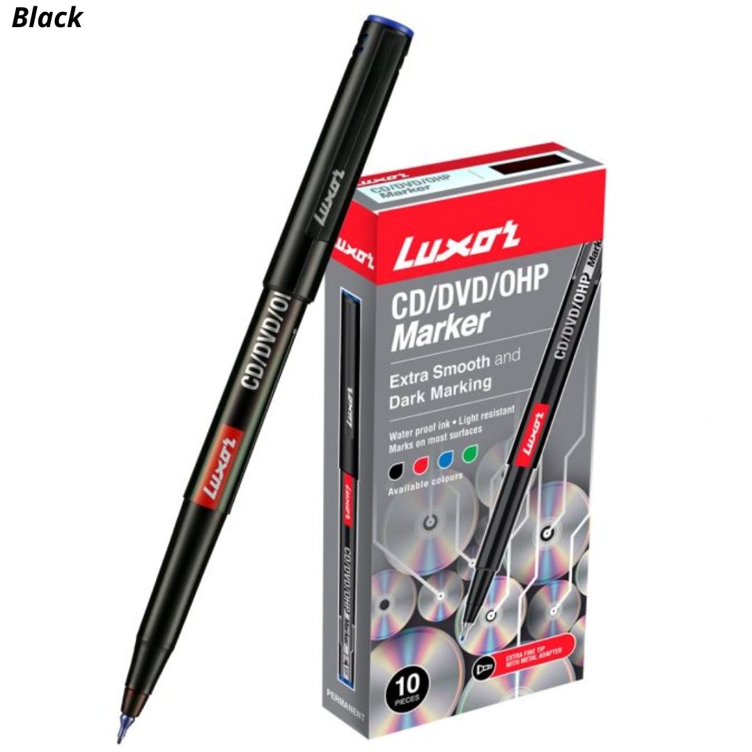Luxor CD/DVD/OHP Marker Pack Of 10 - SCOOBOO - 9000028048 - Fineliner
