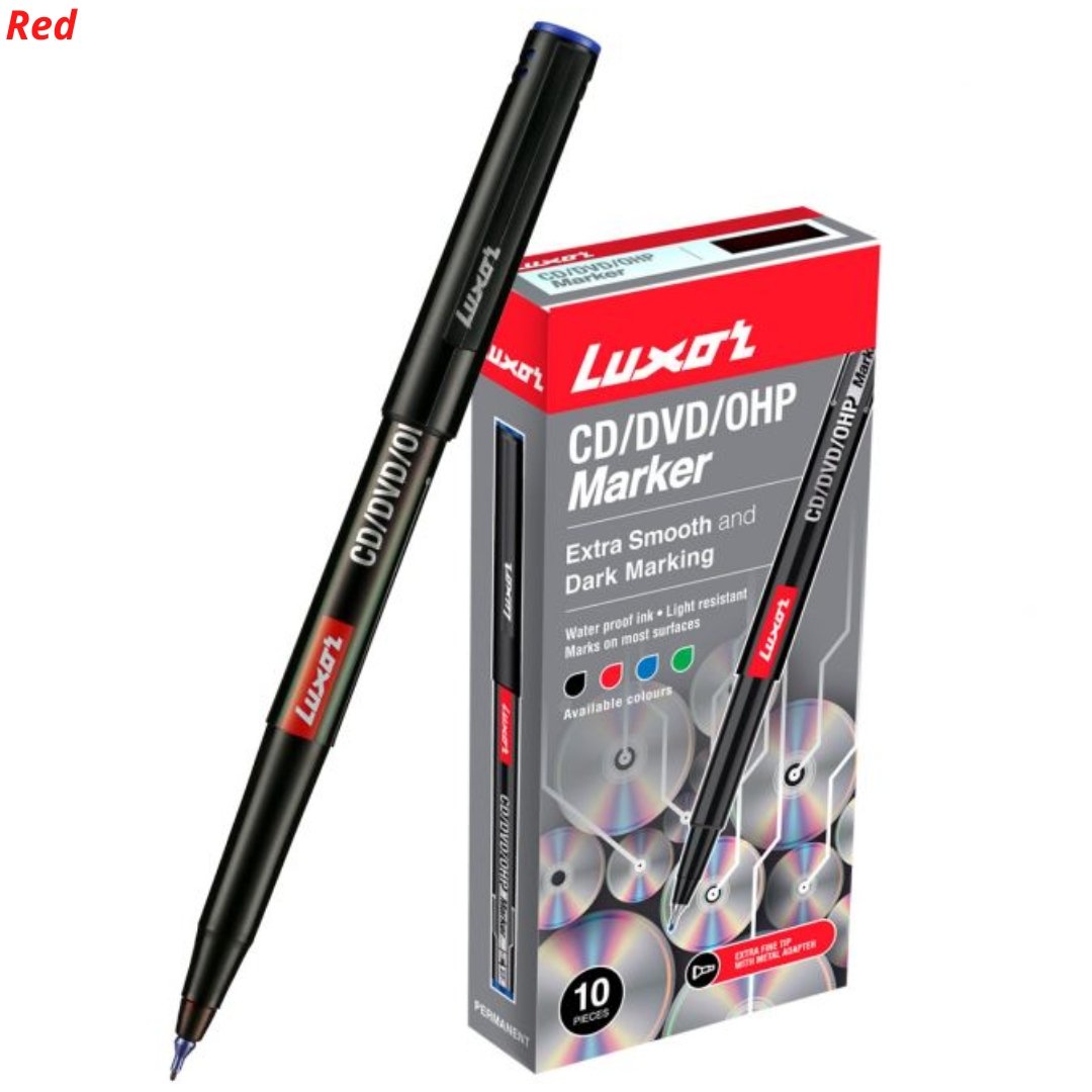 Luxor CD/DVD/OHP Marker Pack Of 10 - SCOOBOO - 9000028050 - Fineliner