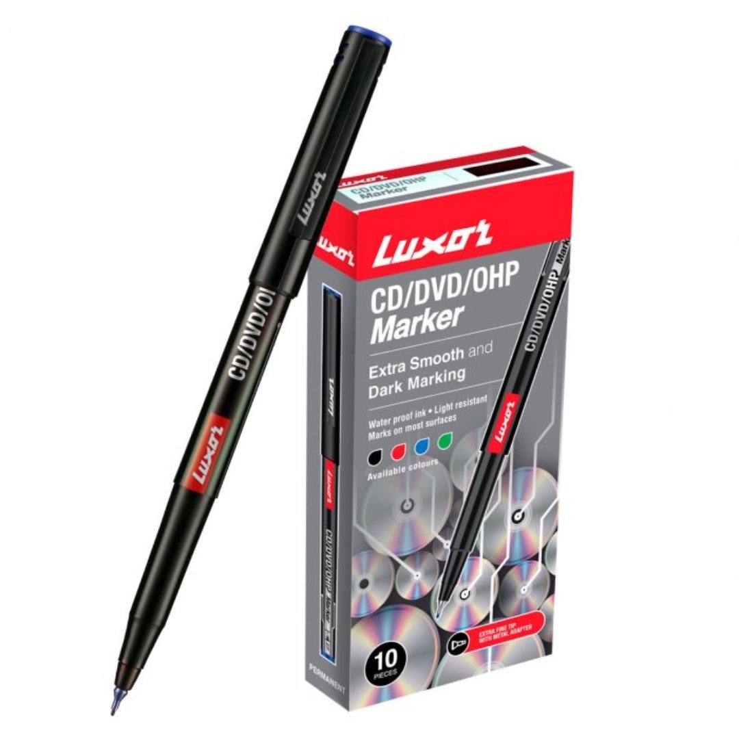 Luxor CD/DVD/OHP Marker Pack Of 10 - SCOOBOO - 9000028051 - Fineliner