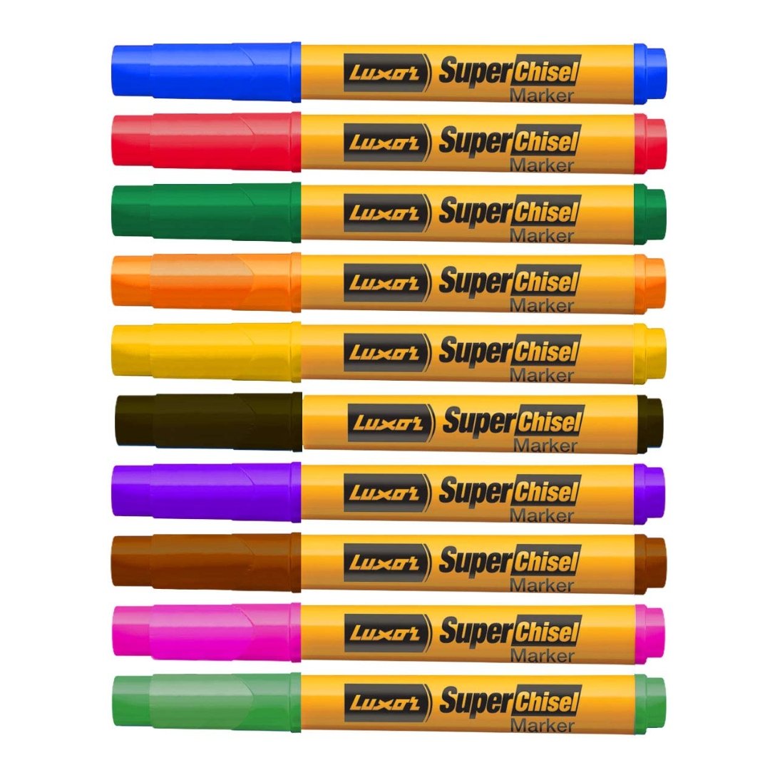 Luxor Super Chisel Marker Pack Of 10 - SCOOBOO - 997N - White-Board & Permanent Markers