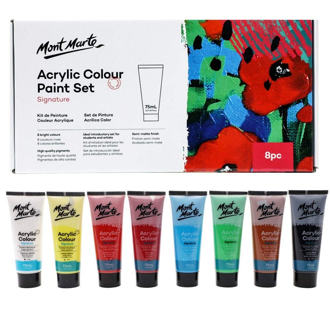 Mont Marte Acrylic Colour Paint Set 8*75ml - SCOOBOO - 81444 - Acrylic paints