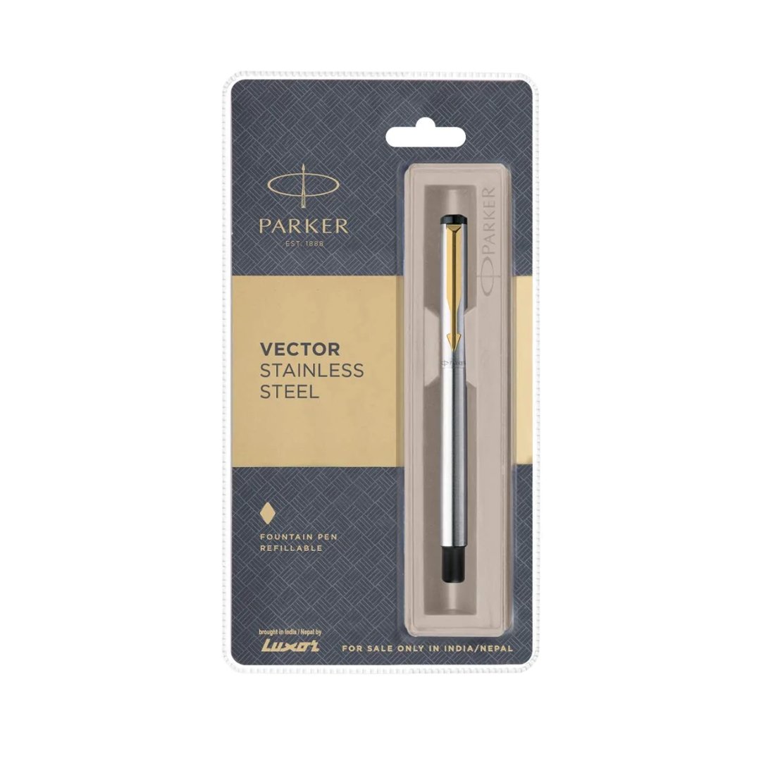 Parker Vector Stainless Steel Fountain Pen Pack Of SCOOBOO