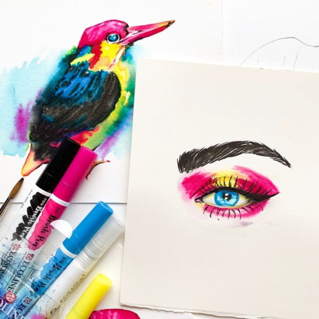 Royal Talens Ecoline Bright Watercolor Brush Pens Pack Of 10 - SCOOBOO - 11509803 - Brush Pens