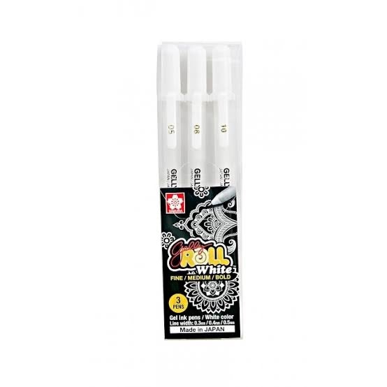 Sakura Gelly Roll Gel Pens 05/08/10 Bright White Ink Blister Pack of 3 -   Israel