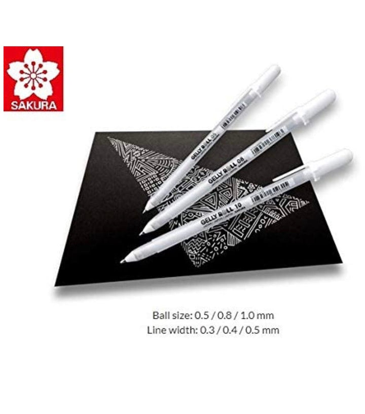 Sakura Gelly Roll White Gel Pens - SCOOBOO - XPGB-3WT - Gel Pens