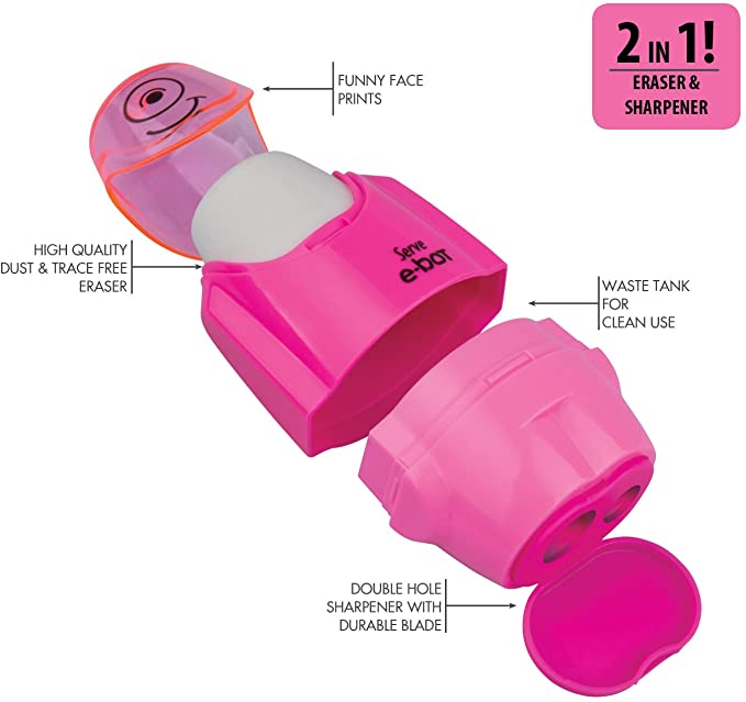 Serve Japan E-Bot Sharpener + Eraser Combo - SCOOBOO - Sharpeners