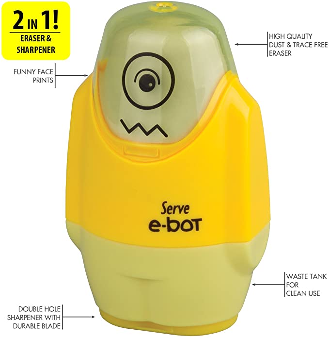 Serve Japan E-Bot Sharpener + Eraser Combo - SCOOBOO - Sharpeners